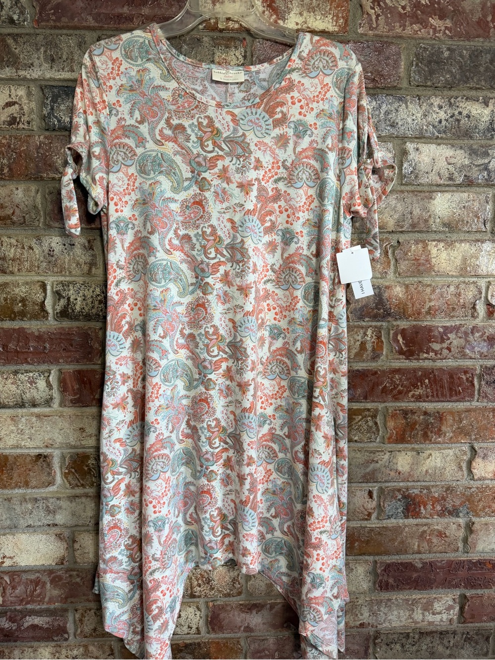 Bobbie Brooks Coral & Aqua Paisley Midi Dress